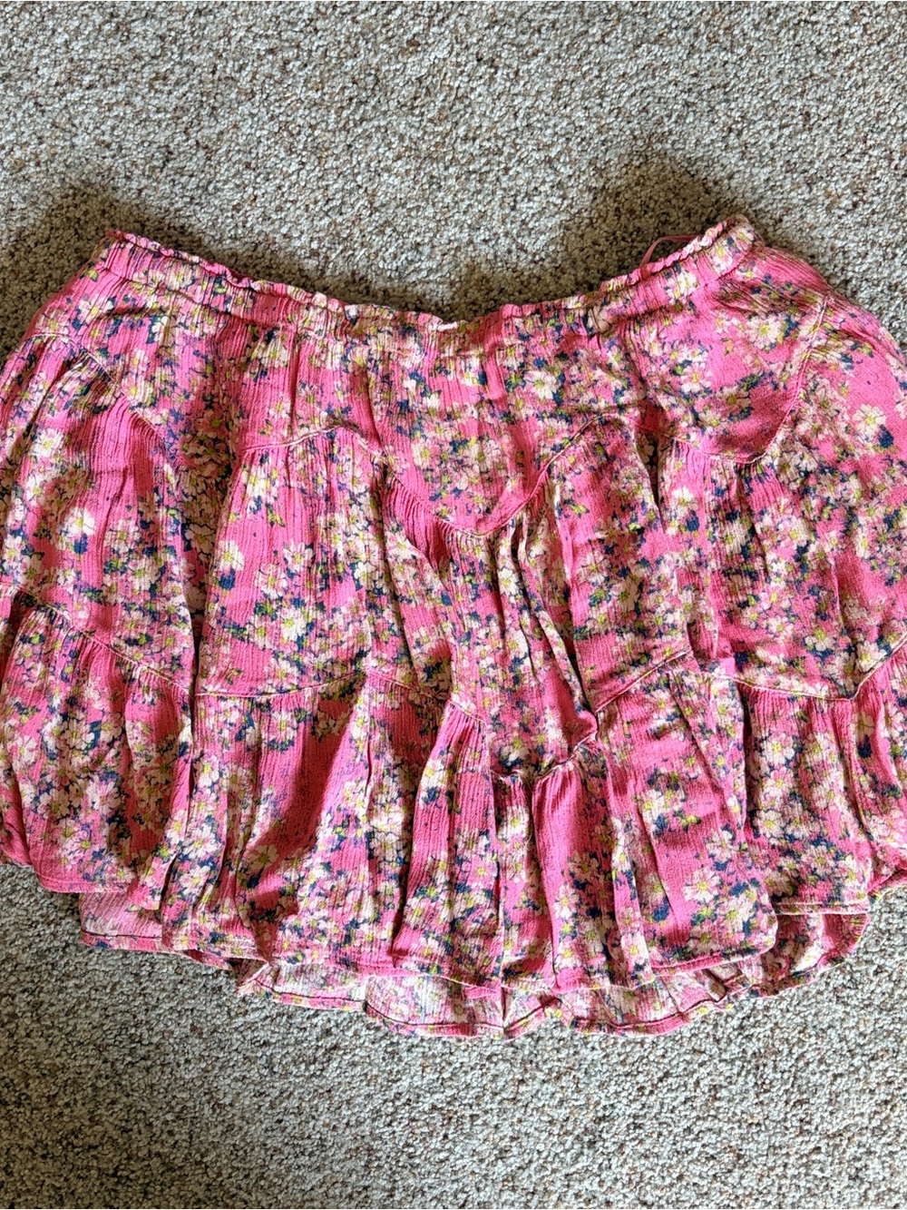 Free People Pink Floral Mini Skirt